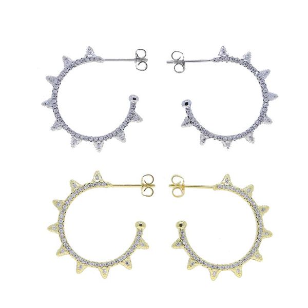 hoop & huggie rock punk spike earring micro pave 5a cubic zirconia fashion women jewelry, Golden;silver
hoop & huggie rock punk spike earring micro pave 5a cubic zirconia fashion women jewelry, Golden;silver