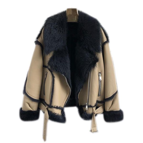 women's fur & faux 2021 winter imported tuscany one-piece coat leather wool sheep sheared women (6042), Black
women's fur & faux 2021 winter imported tuscany one-piece coat leather wool sheep sheared women (6042), Black