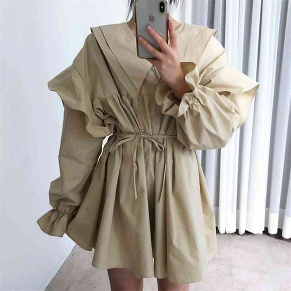 spring temperament wild double-layer doll collar vestidos women's lace-up waist loose flared sleeve mini dress c320 210507, Black;gray
spring temperament wild double-layer doll collar vestidos women's lace-up waist loose flared sleeve mini dress c320 210507, Black;gray
