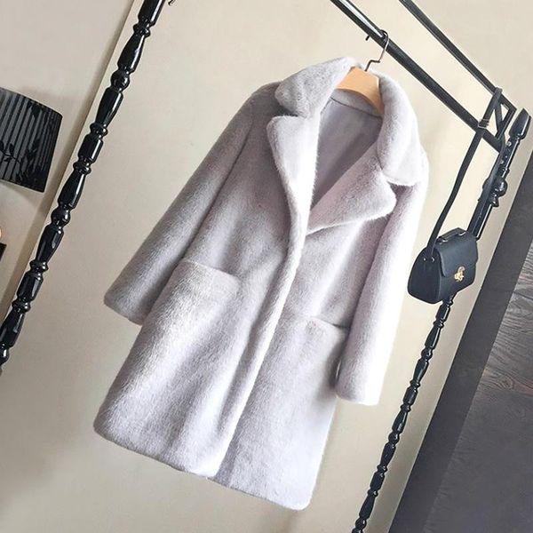 women's fur & faux women mink coat solid female turn down collar winter thick warm soft fake lady casual mid long jacket, Black
women's fur & faux women mink coat solid female turn down collar winter thick warm soft fake lady casual mid long jacket, Black