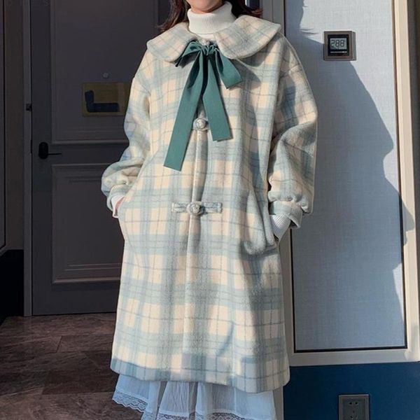 women's wool & blends plaid women bow single breasted japanese woolen coats chic trendy kawaii harajuku jackets students female clothin, Black
women's wool & blends plaid women bow single breasted japanese woolen coats chic trendy kawaii harajuku jackets students female clothin, Black