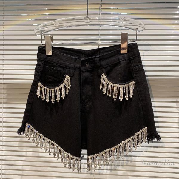 women's jeans rhinestone tassel chain shiny denim shorts women summer pants female clothing white black, Blue
women's jeans rhinestone tassel chain shiny denim shorts women summer pants female clothing white black, Blue