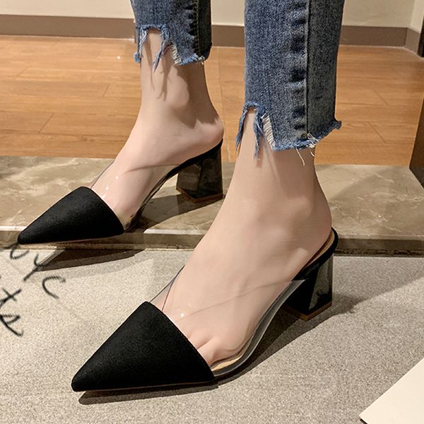 summer spring thick high heel mules sandals shoes slides womens transparent outdoor slippers dress shoes women pointed toe, Black
summer spring thick high heel mules sandals shoes slides womens transparent outdoor slippers dress shoes women pointed toe, Black