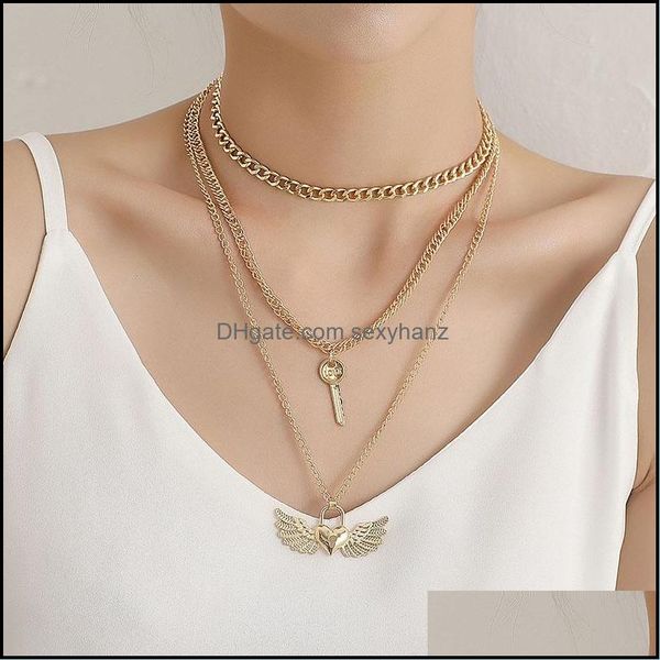 & pendants pendant necklaces vintage mtilayer thick chain key angel wing heart necklace women temperament geometric clavicle jewelry gift dr, Silver
& pendants pendant necklaces vintage mtilayer thick chain key angel wing heart necklace women temperament geometric clavicle jewelry gift dr, Silver