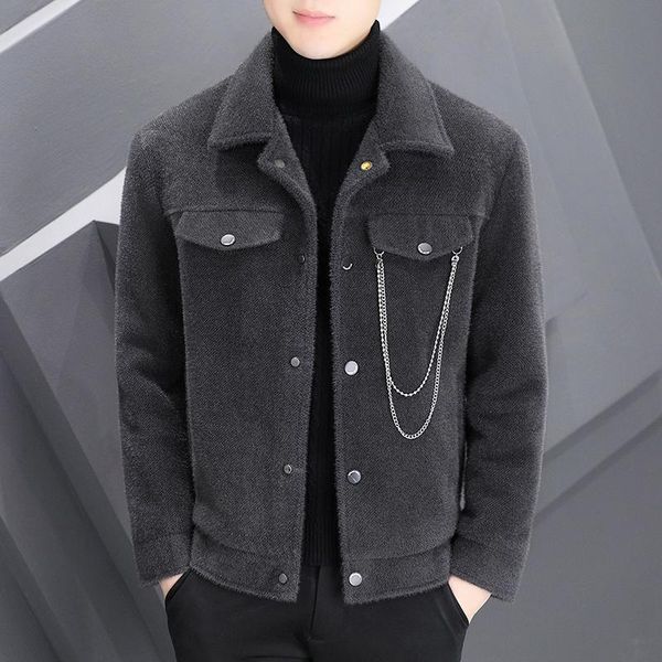men's wool & blends vintage chain decoration jackets autumn winter casual business trench coats street social overcoat windbreaker, Black
men's wool & blends vintage chain decoration jackets autumn winter casual business trench coats street social overcoat windbreaker, Black