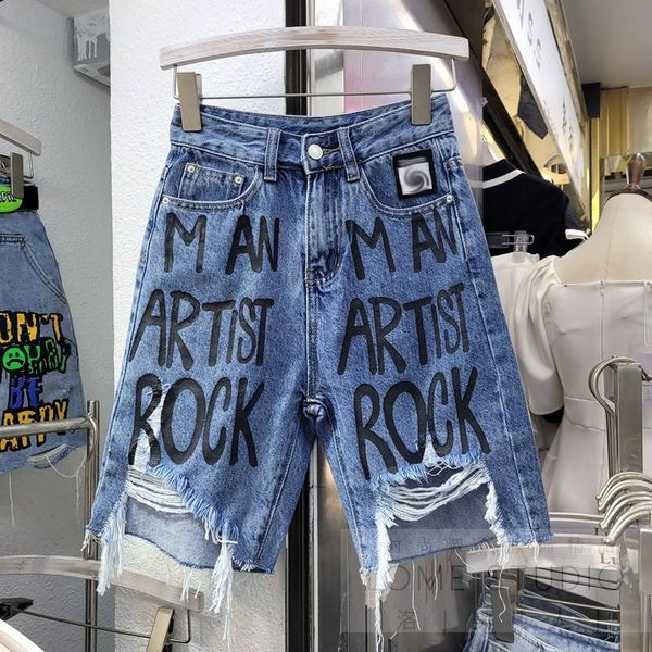 women's jeans fashion brand clothing hole denim shorts 2021 summer personalized printed letter casual knee length pants short jean, Blue
women's jeans fashion brand clothing hole denim shorts 2021 summer personalized printed letter casual knee length pants short jean, Blue