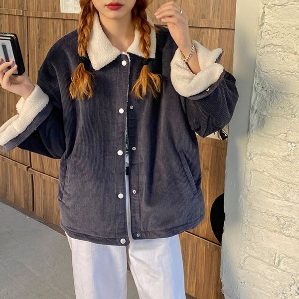 2 Colors 2021 autumn Korean Style Cotton Jacket Winter women coat casual loose lamb fur corduroy Cotton Paddeds jacket (F4194, Black;brown
2 Colors 2021 autumn Korean Style Cotton Jacket Winter women coat casual loose lamb fur corduroy Cotton Paddeds jacket (F4194, Black;brown