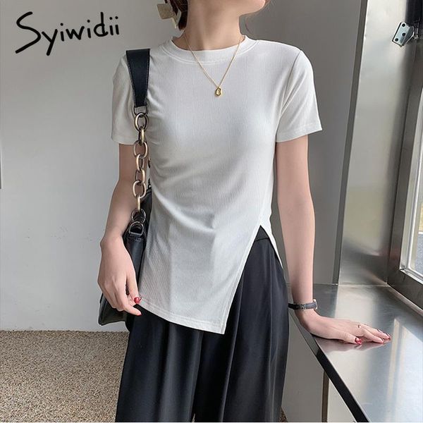 syiwidii elegant side split t-shirts women knitted short sleeve o-neck white elastic clothes 2021 summer korean shirts women's t-shirt
syiwidii elegant side split t-shirts women knitted short sleeve o-neck white elastic clothes 2021 summer korean shirts women's t-shirt