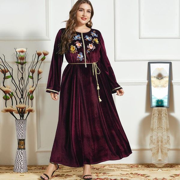 ethnic clothing muslim fashion women dress wine red floral embroidery long-sleeved casual gold velvet large swing (with belt) abaya 2021
ethnic clothing muslim fashion women dress wine red floral embroidery long-sleeved casual gold velvet large swing (with belt) abaya 2021
