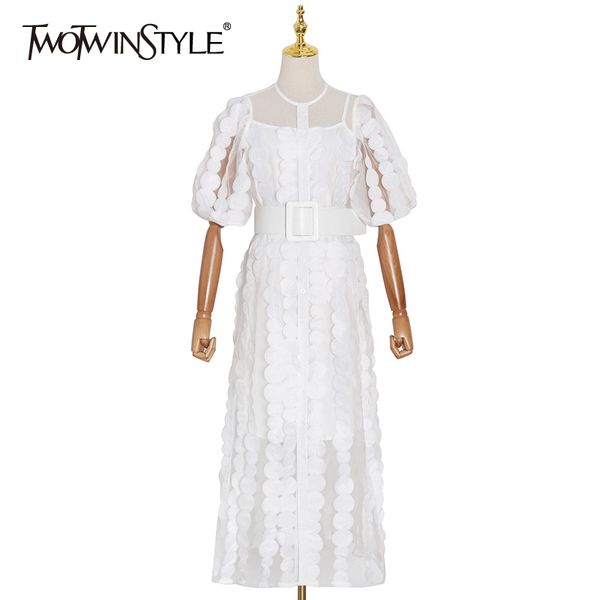 twotwinstyle white patchwork appliques dress for women o neck petal sleeve high waist sashes bohemian dresses female 210517, Black;gray
twotwinstyle white patchwork appliques dress for women o neck petal sleeve high waist sashes bohemian dresses female 210517, Black;gray