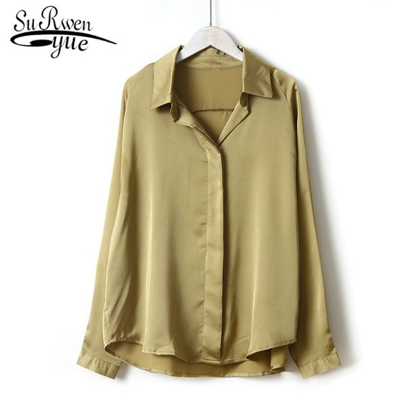 women long sleeve solid turn-down collar button and blouses autumn fashiontemperament silk shirt 6649 50 210508, White
women long sleeve solid turn-down collar button and blouses autumn fashiontemperament silk shirt 6649 50 210508, White
