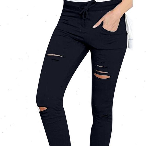 women legging plus size solid color womens trousers drawstring high waist pencil pants ripped skinny sports leggings, Black
women legging plus size solid color womens trousers drawstring high waist pencil pants ripped skinny sports leggings, Black