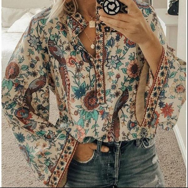 oversized women blouses shirts print female feminine long sleeve floral plus size beach boho blouse, White
oversized women blouses shirts print female feminine long sleeve floral plus size beach boho blouse, White