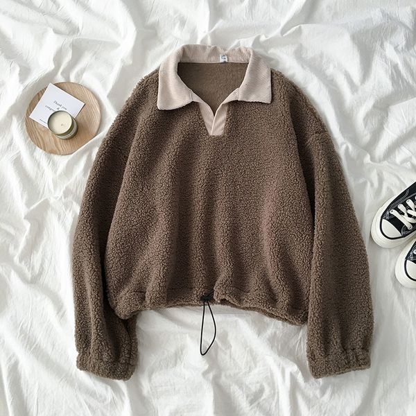 sweater damascus brown cordon oversize pullover of wool shirt female women collar, White;black
sweater damascus brown cordon oversize pullover of wool shirt female women collar, White;black