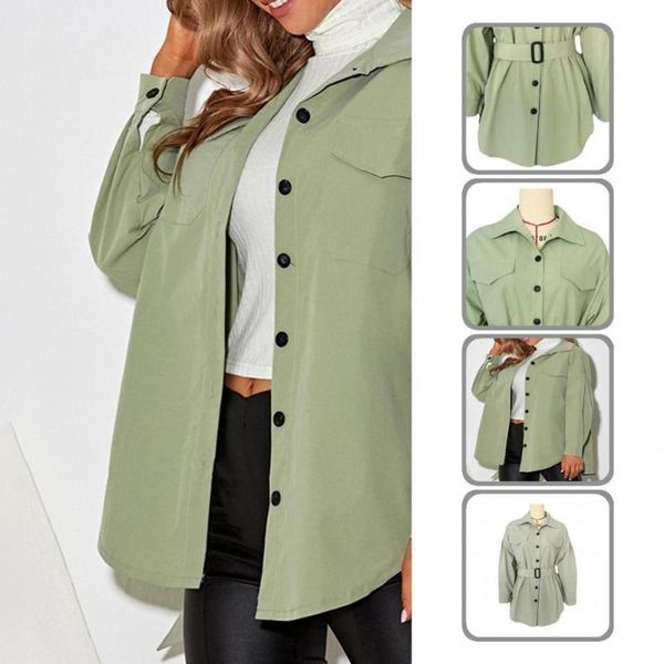 women's jackets skin-friendly stylish buttons cuff women shirt jacket belt green streetwear, Black;brown
women's jackets skin-friendly stylish buttons cuff women shirt jacket belt green streetwear, Black;brown