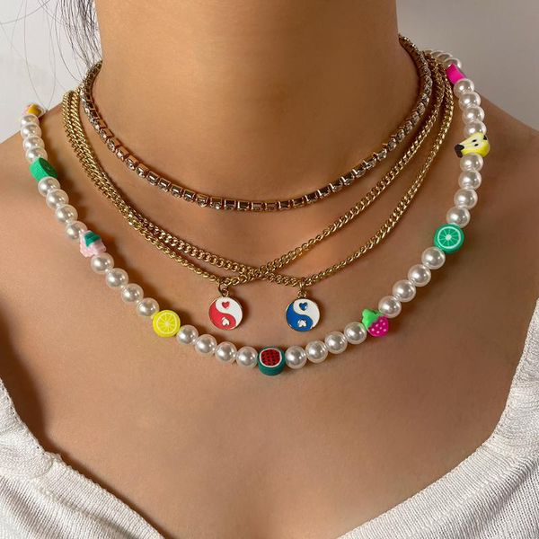 chains flatfoosie multi-layer sweet fruit pearl beaded choker necklace for women trendy yin yang pendant crystal chain jewelry, Silver
chains flatfoosie multi-layer sweet fruit pearl beaded choker necklace for women trendy yin yang pendant crystal chain jewelry, Silver