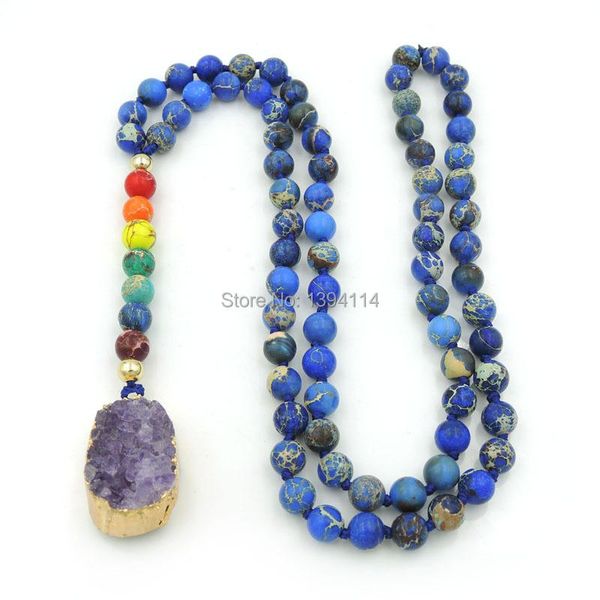 pendant necklaces natural amethys t druzy & 7 chakra colors pendants 8mm blue imperial jaspe r round beads knot handmade, Silver
pendant necklaces natural amethys t druzy & 7 chakra colors pendants 8mm blue imperial jaspe r round beads knot handmade, Silver