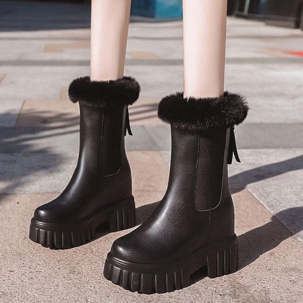boots drop women's platform back zipper pu leather botas mujer warm fur height increasing chunky winter shoes woman, Black
boots drop women's platform back zipper pu leather botas mujer warm fur height increasing chunky winter shoes woman, Black