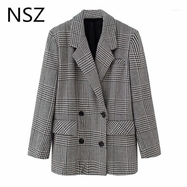women's suits & blazers nsz women black and white classic oversized houndstooth tweed blazer double breasted wool blend plaid suit jack, White;black
women's suits & blazers nsz women black and white classic oversized houndstooth tweed blazer double breasted wool blend plaid suit jack, White;black