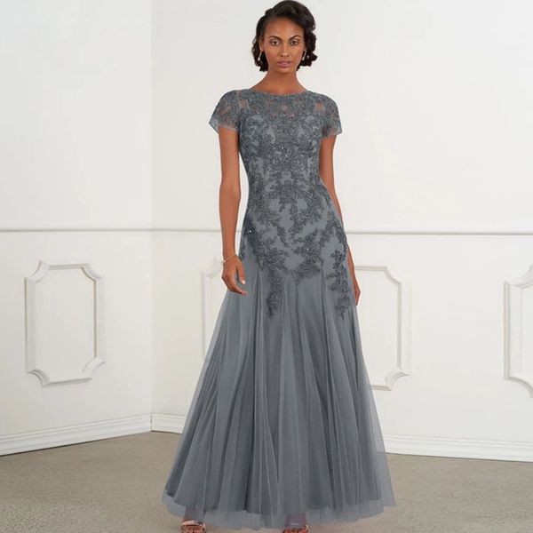 gray short sleeves mother of thr bride dresses for wedding beaded appliques tulle formal evening gowns, Black;red
gray short sleeves mother of thr bride dresses for wedding beaded appliques tulle formal evening gowns, Black;red