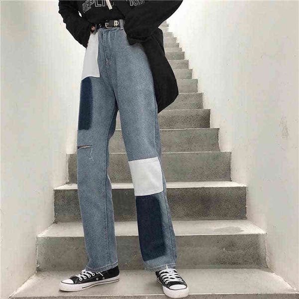 men's pants streetwear shreds contrast block straight female vintage jeans high waist hole torn solid iymy, Black
men's pants streetwear shreds contrast block straight female vintage jeans high waist hole torn solid iymy, Black