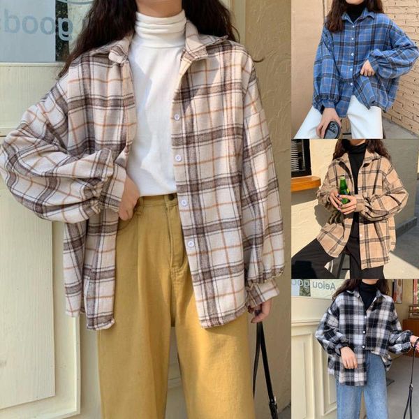 women's blouses & shirts casual plaid long sleeve shirt fashion button loosen cardigan, White
women's blouses & shirts casual plaid long sleeve shirt fashion button loosen cardigan, White