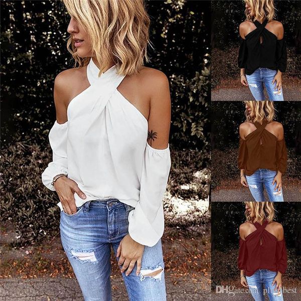 criss-cross halter women t shirts solid color backless long sleeve designer womens tees casual brief summer shirts, White
criss-cross halter women t shirts solid color backless long sleeve designer womens tees casual brief summer shirts, White