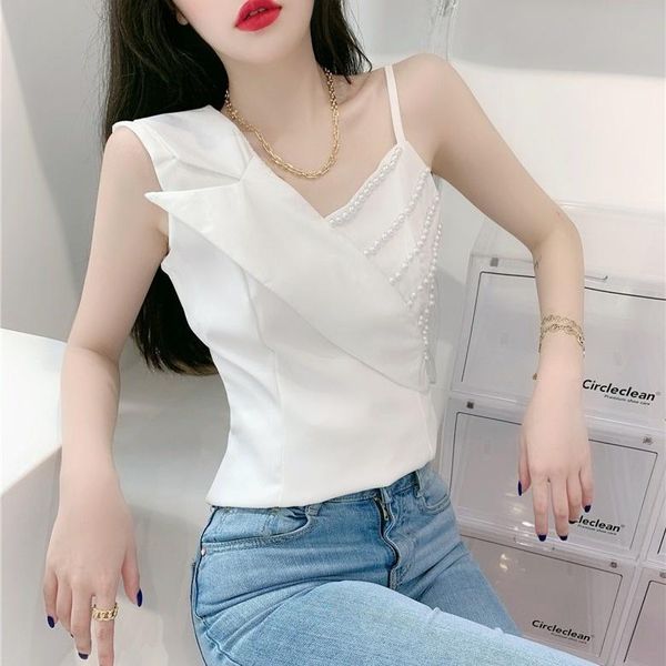 women's tanks & camis 2021 summer's irregular suspender waistcoat for women, White
women's tanks & camis 2021 summer's irregular suspender waistcoat for women, White