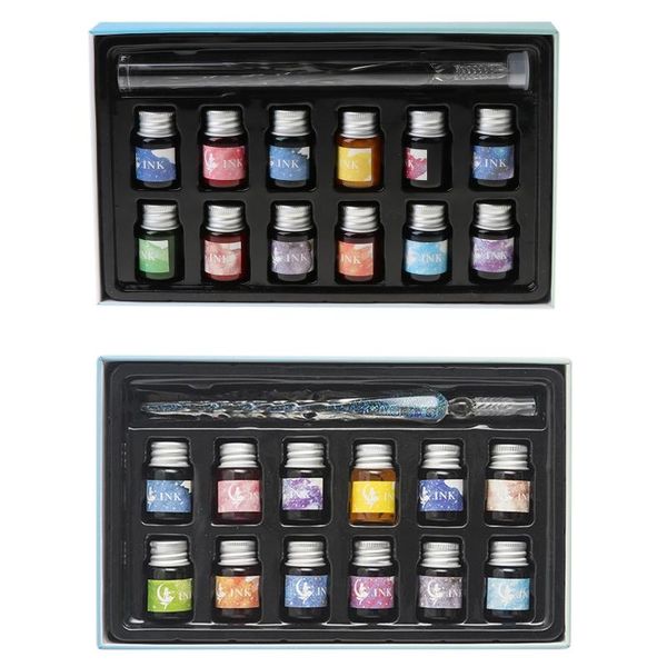 crystal starry sky glass ink pen dip for writing fountain set gift refills, Black;red
crystal starry sky glass ink pen dip for writing fountain set gift refills, Black;red