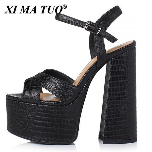 sandals 2021 est women quality genuine leather shoes buckle thick heel platform ladies party prom, Black
sandals 2021 est women quality genuine leather shoes buckle thick heel platform ladies party prom, Black