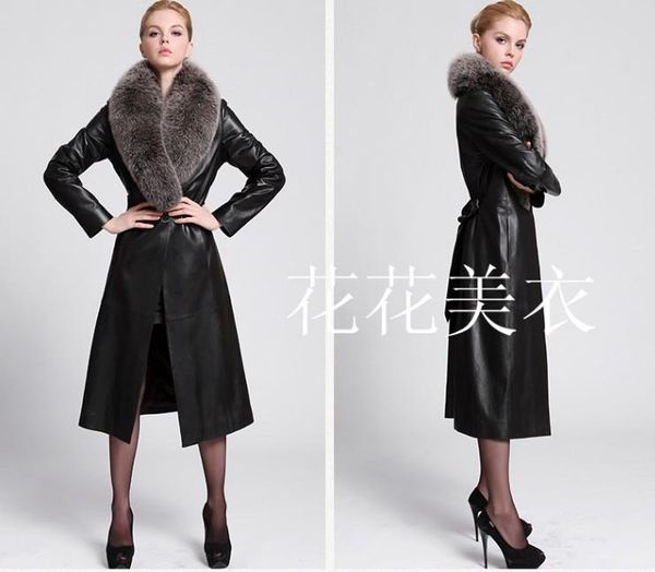 women's fur & faux european american windbreaker autumn coat imitation collar and winter pu leather garment women slim long style, Black
women's fur & faux european american windbreaker autumn coat imitation collar and winter pu leather garment women slim long style, Black