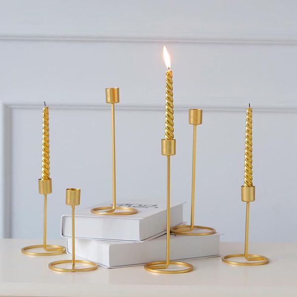 candle holders 1pc european gold stick holder metal simple golden wedding decoration bar party home