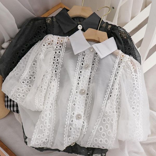 women's blouses & shirts french style temperament crocheted hollow lace lapel shirt for women drill buckle lantern sleeve tup cardigan, White
women's blouses & shirts french style temperament crocheted hollow lace lapel shirt for women drill buckle lantern sleeve tup cardigan, White
