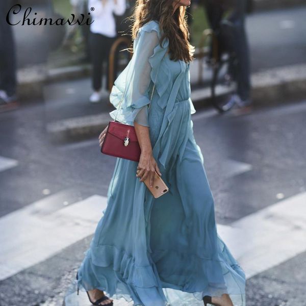 casual dresses high-end maxi dress women 2021 summer high waist fairy blue sunscreen fashion ruffles slimming elegant floor-length, Black;gray
casual dresses high-end maxi dress women 2021 summer high waist fairy blue sunscreen fashion ruffles slimming elegant floor-length, Black;gray