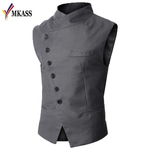 men's vests brand mens men british slim masculino cotton breasted sleeveless jacket waistcoat suit collar vest, Black;white
men's vests brand mens men british slim masculino cotton breasted sleeveless jacket waistcoat suit collar vest, Black;white