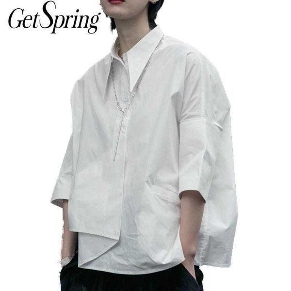 getspring women blouse cotton white shirt seven sleeve irregular ladies loose blouses spring summer 210601
getspring women blouse cotton white shirt seven sleeve irregular ladies loose blouses spring summer 210601