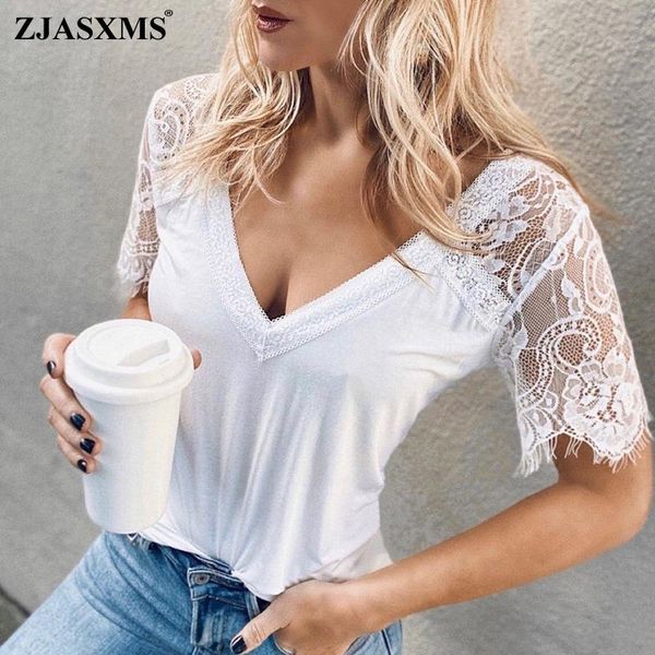 women's blouses & shirts see through embroidery lace blouse spring elegant deep v neck office lady shirt 2021 summer short sleeve women, White
women's blouses & shirts see through embroidery lace blouse spring elegant deep v neck office lady shirt 2021 summer short sleeve women, White