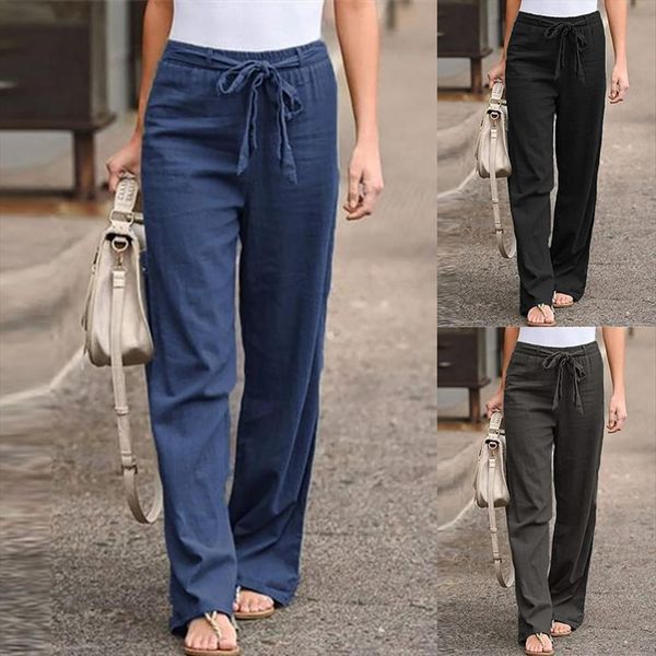 comfort casual solid color womens pant high waist belt wide leg long straight trousers streetwear, Black;white
comfort casual solid color womens pant high waist belt wide leg long straight trousers streetwear, Black;white