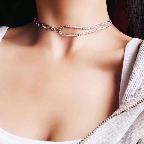 chokers fashion simple double-layer rhinestone chain short collarbone necklace personalized, Golden;silver
chokers fashion simple double-layer rhinestone chain short collarbone necklace personalized, Golden;silver