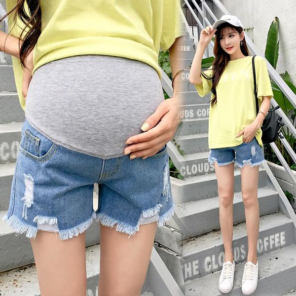 maternity bottoms jeans shorts summer hole decoration cropped denim pants belly support abdomen elastic waist comfy trousers, White
maternity bottoms jeans shorts summer hole decoration cropped denim pants belly support abdomen elastic waist comfy trousers, White