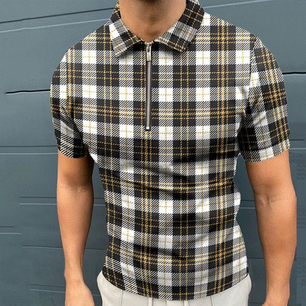 famous pattern men's zipper polo t shirt comfortable breathable fashionable cool daily travel work party, White;black 
famous pattern men's zipper polo t shirt comfortable breathable fashionable cool daily travel work party, White;black