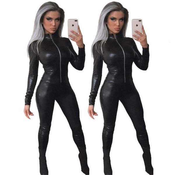 women's jumpsuits & rompers cool moto biker women bodysuit long sleeve zipper black catsuit party jumpsuit n9137, Black;white
women's jumpsuits & rompers cool moto biker women bodysuit long sleeve zipper black catsuit party jumpsuit n9137, Black;white