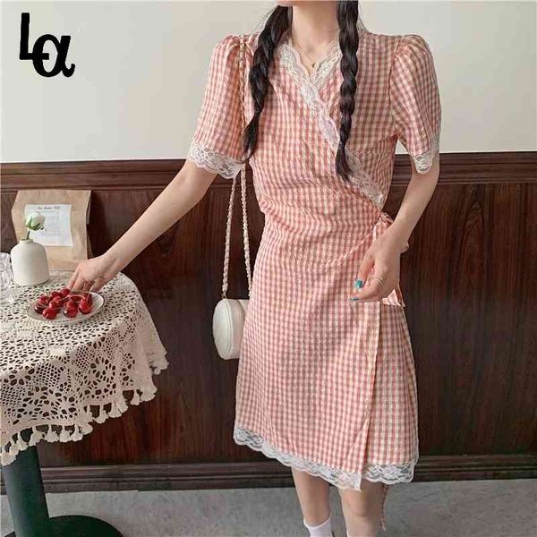 summer sweet elegant plaid dress women korean kawali slim cute casual bandage holiday party mini 210519, Black;gray
summer sweet elegant plaid dress women korean kawali slim cute casual bandage holiday party mini 210519, Black;gray