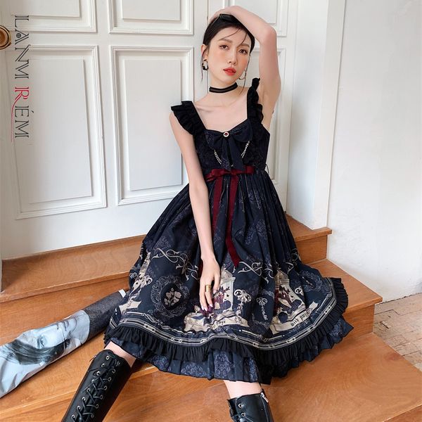 women's ruffled printed bow dress square collar sleeveless loose fit temperament fashion trendy summer 2e1219 210507, Black;gray
women's ruffled printed bow dress square collar sleeveless loose fit temperament fashion trendy summer 2e1219 210507, Black;gray