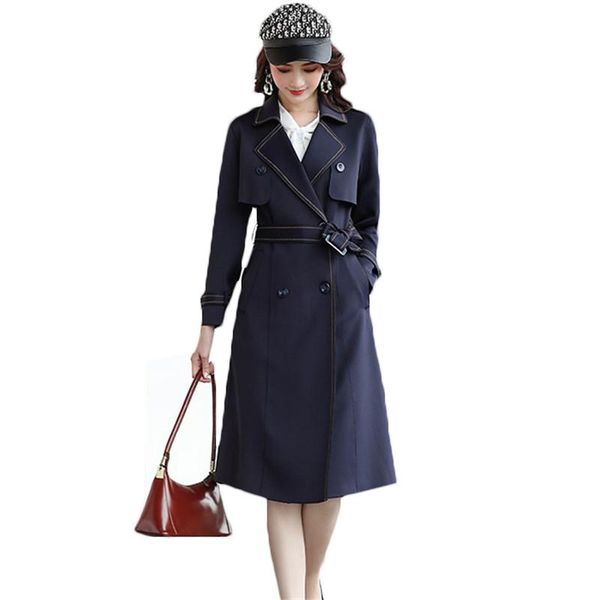 women's trench coats british style fashion windbreaker mid-length 2021 spring autumn korean long female overcoats g591, Tan;black
women's trench coats british style fashion windbreaker mid-length 2021 spring autumn korean long female overcoats g591, Tan;black