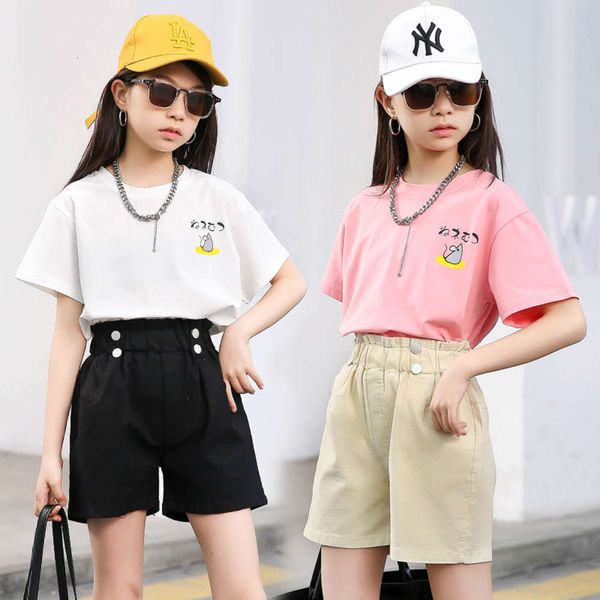 girls' summer net red suit foreign style korean fashionable children's wear short sleeve sports two piece set, White
girls' summer net red suit foreign style korean fashionable children's wear short sleeve sports two piece set, White
