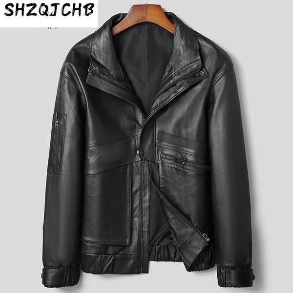 men's leather & faux shzq coat first layer 2021 autumn and winter short lapel jacket slim, Black
men's leather & faux shzq coat first layer 2021 autumn and winter short lapel jacket slim, Black