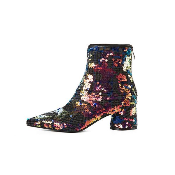 boots women autumn ankle winter fashion show silver gold bling glitter shiny leather pointed toe high heels shoes 38, Black 
boots women autumn ankle winter fashion show silver gold bling glitter shiny leather pointed toe high heels shoes 38, Black