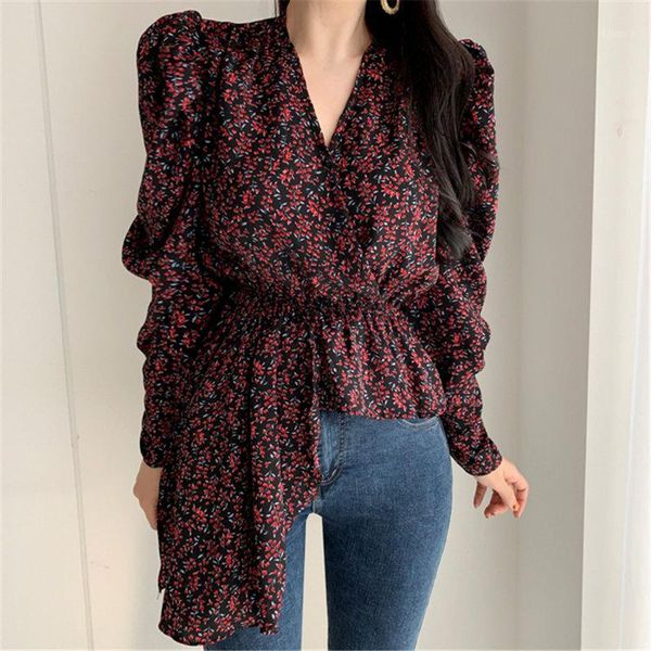 women's blouses & shirts alien kitty all-match summer elegance florals v-neck 2021 irregular puff sleeves chic loose sweet casual fema, White
women's blouses & shirts alien kitty all-match summer elegance florals v-neck 2021 irregular puff sleeves chic loose sweet casual fema, White