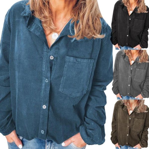 women's t-shirt women loose solid color corduroy shirt turn down collar long sleeve casual button size s-3xl, White
women's t-shirt women loose solid color corduroy shirt turn down collar long sleeve casual button size s-3xl, White